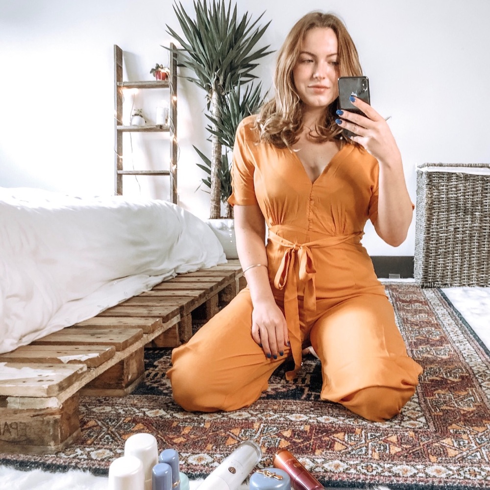 Orange Cropped Jumpsuit